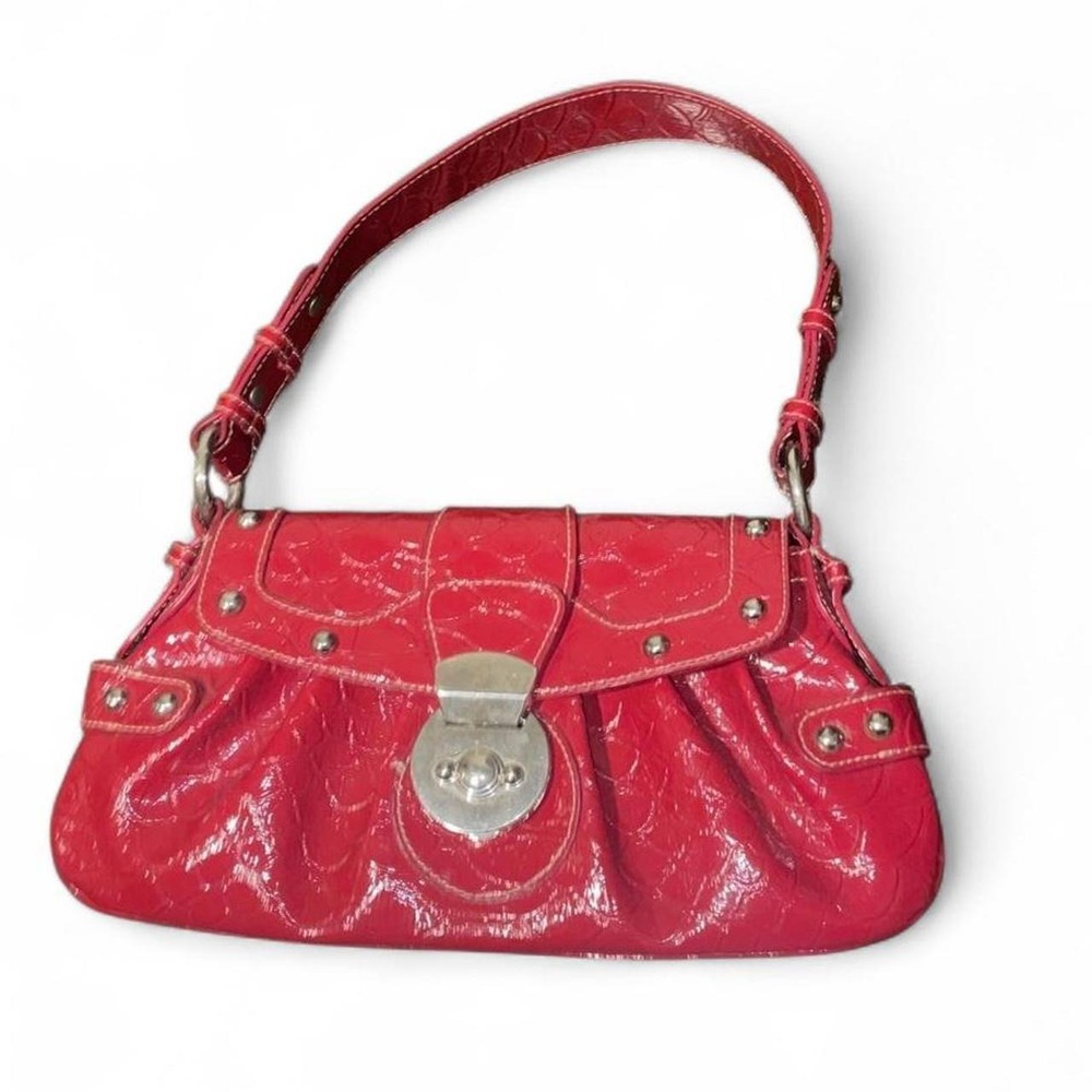 Bisou Bisou Red faux patent leather (PVC) Shoulder handbag with silver accents
